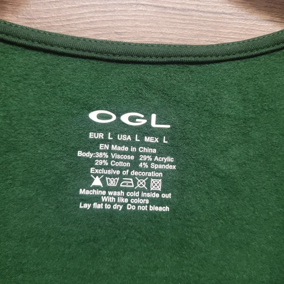 OGL Move Size L Surplice Wrap Midi Dress Green Long Sleeve Eco-Mousse Stretch - Picture 7 of 16